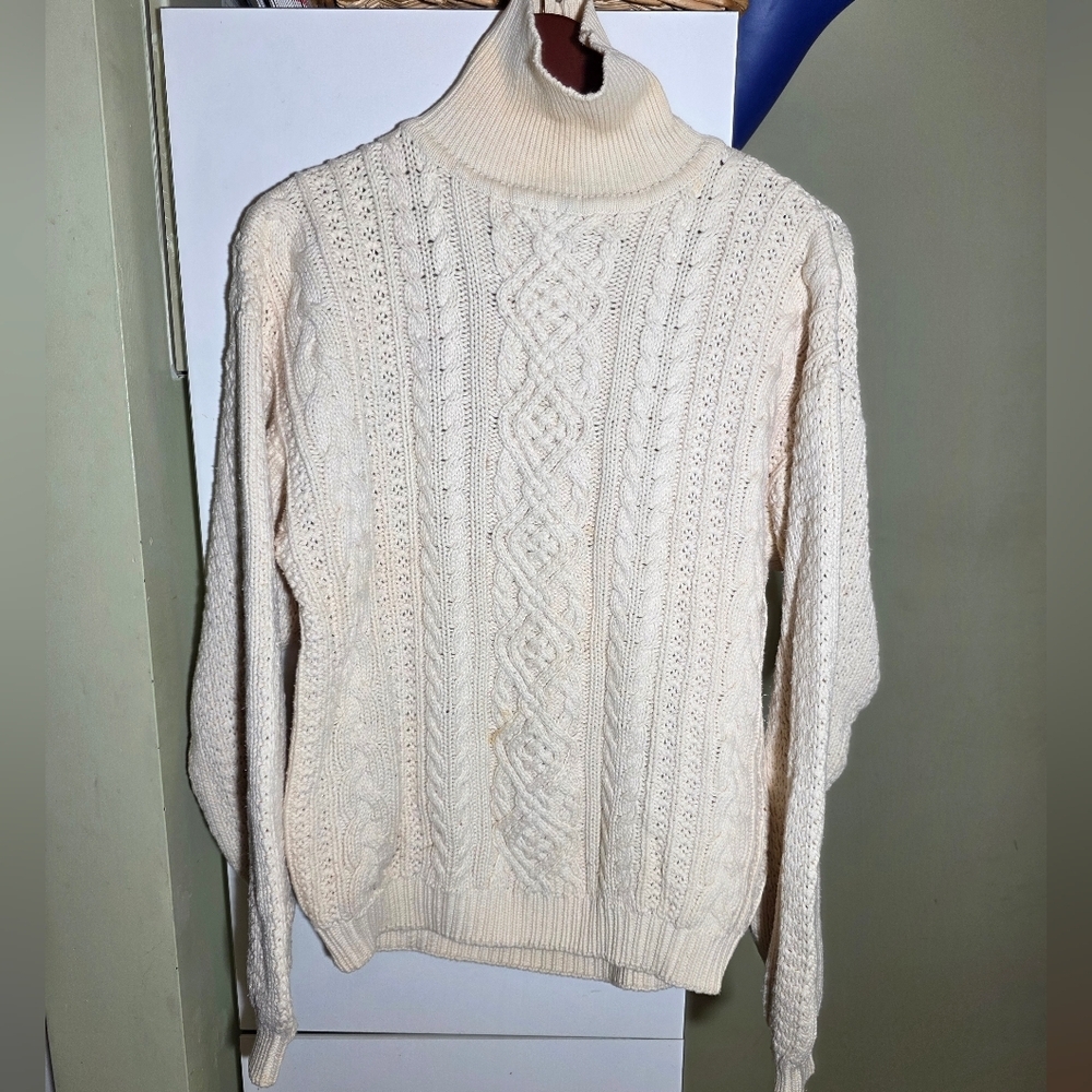 Vintage Real Clothes The Bay Cream Knit fisherman Sweater medium